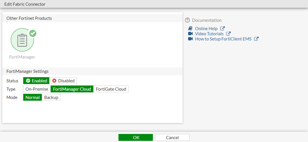 Configuración de Fabric Connector FortiManager Cloud en FortiGate