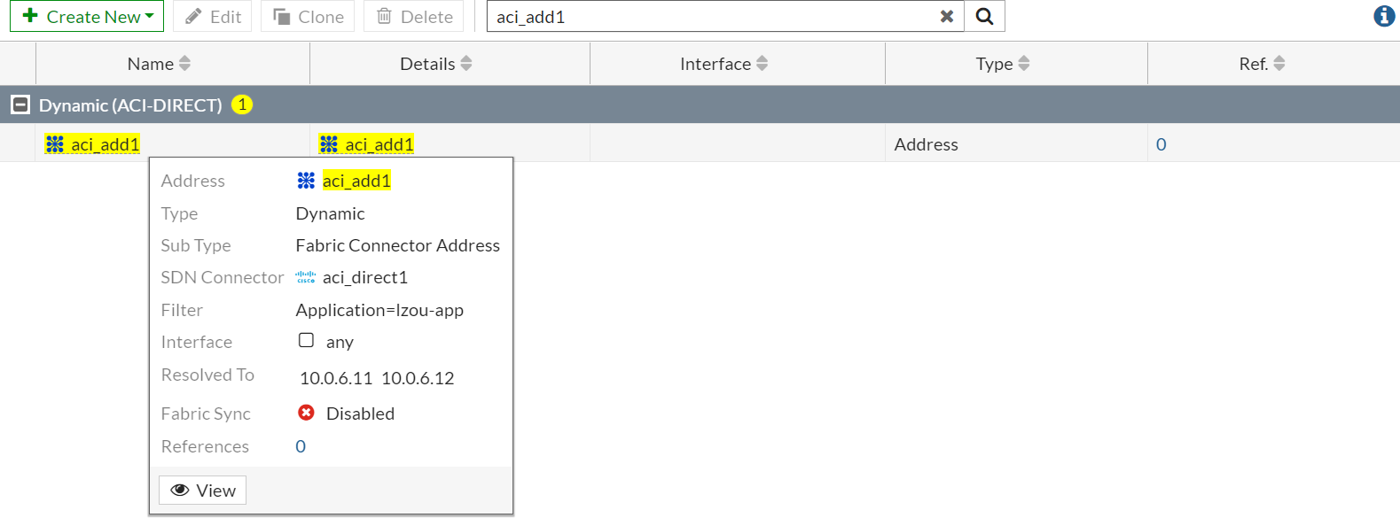 Configuración de direcciones dinámicas SDN en FortiGate con ACI Fabric Connector