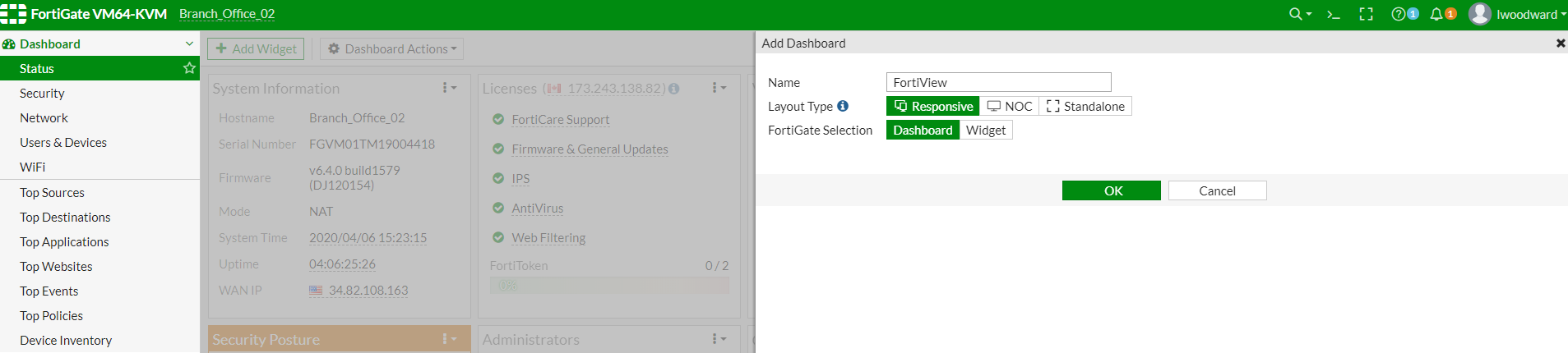 Configuración y uso de Dashboards en FortiGate para administración eficiente