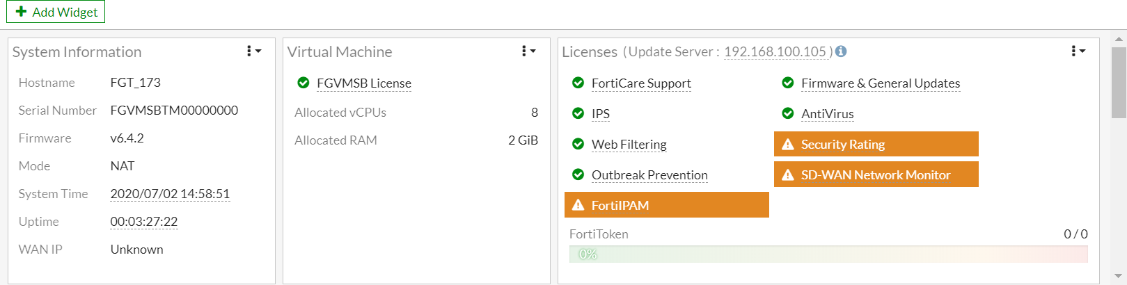 Configuración y análisis del sistema y licencias en FortiGate v6.4.2 NAT