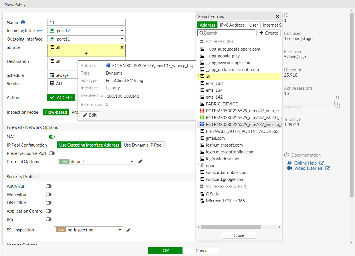 Configuración de políticas de firewall en FortiGate para control de tráfico eficaz