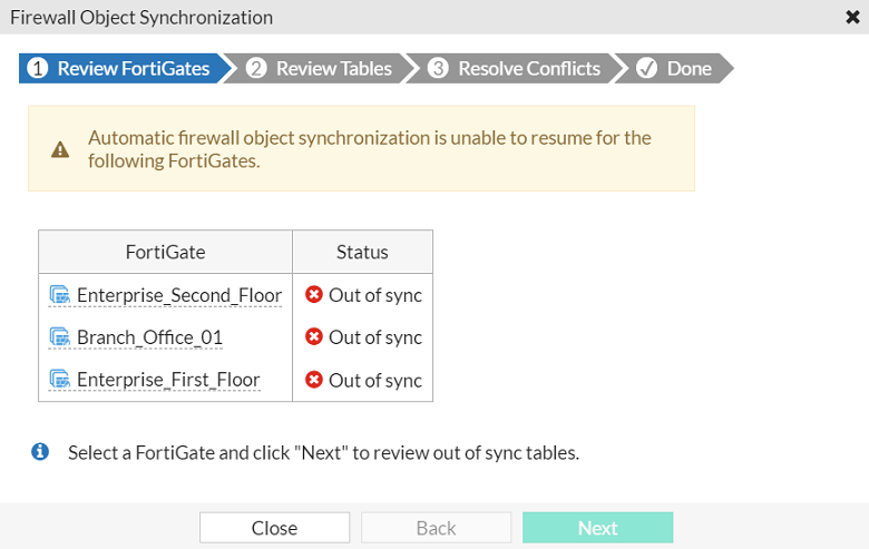 Solución de sincronización de objetos firewall en FortiGate: Diagnóstico y configuración