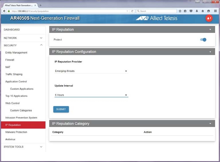 Configuración de IP Reputation en firewall Allied Telesis AR4050S Next-Gen