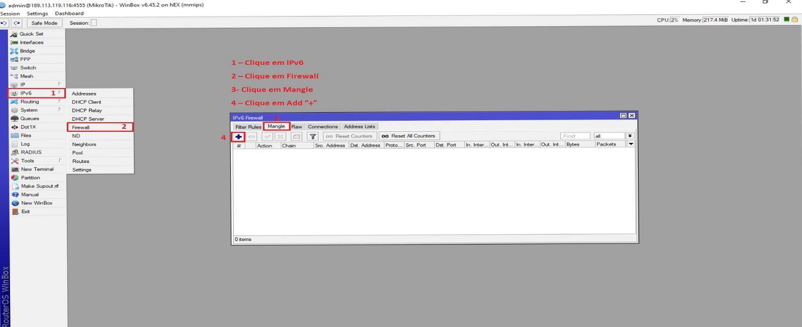Configuración de reglas Mangle IPv6 en MikroTik para gestión avanzada de tráfico
