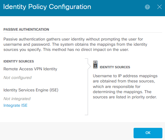 Configuración de Políticas de Identidad en Cisco Firepower 20 para Autenticación Pasiva