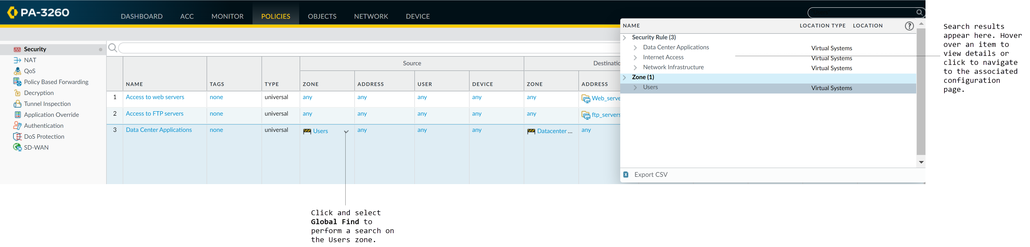 Configuración de políticas de seguridad Palo Alto para segmentación de usuarios