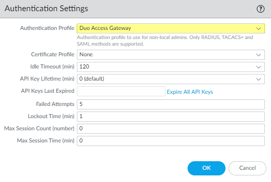 Configuración de autenticación en Palo Alto Networks con Duo Access Gateway