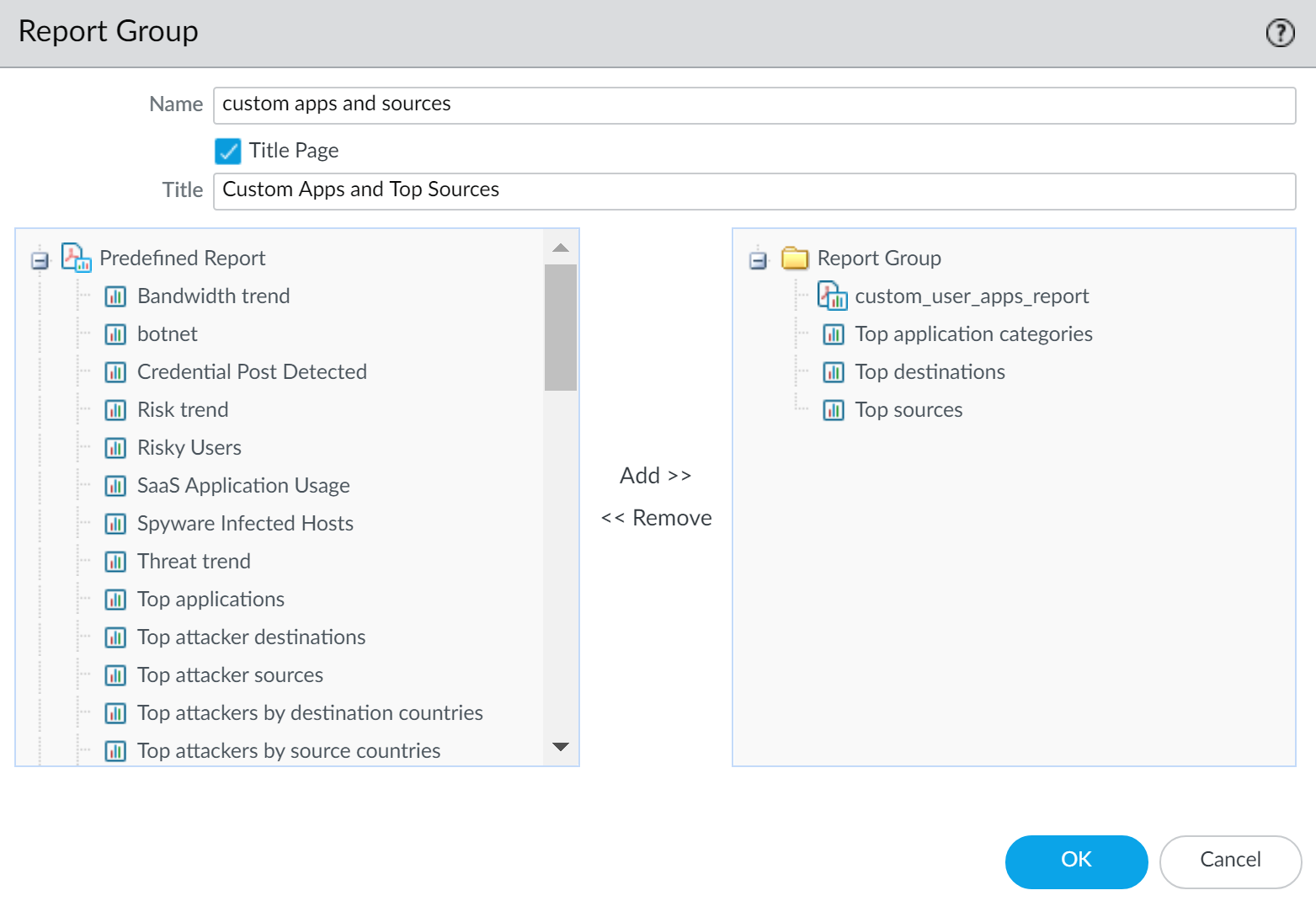 Cómo configurar grupos de reportes personalizados en Palo Alto Networks