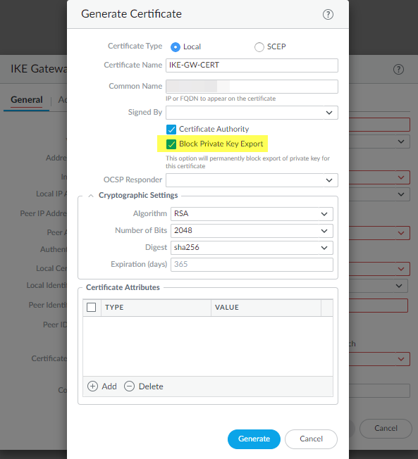 Configuración de certificados locales en Palo Alto Networks para IKE Gateway seguro