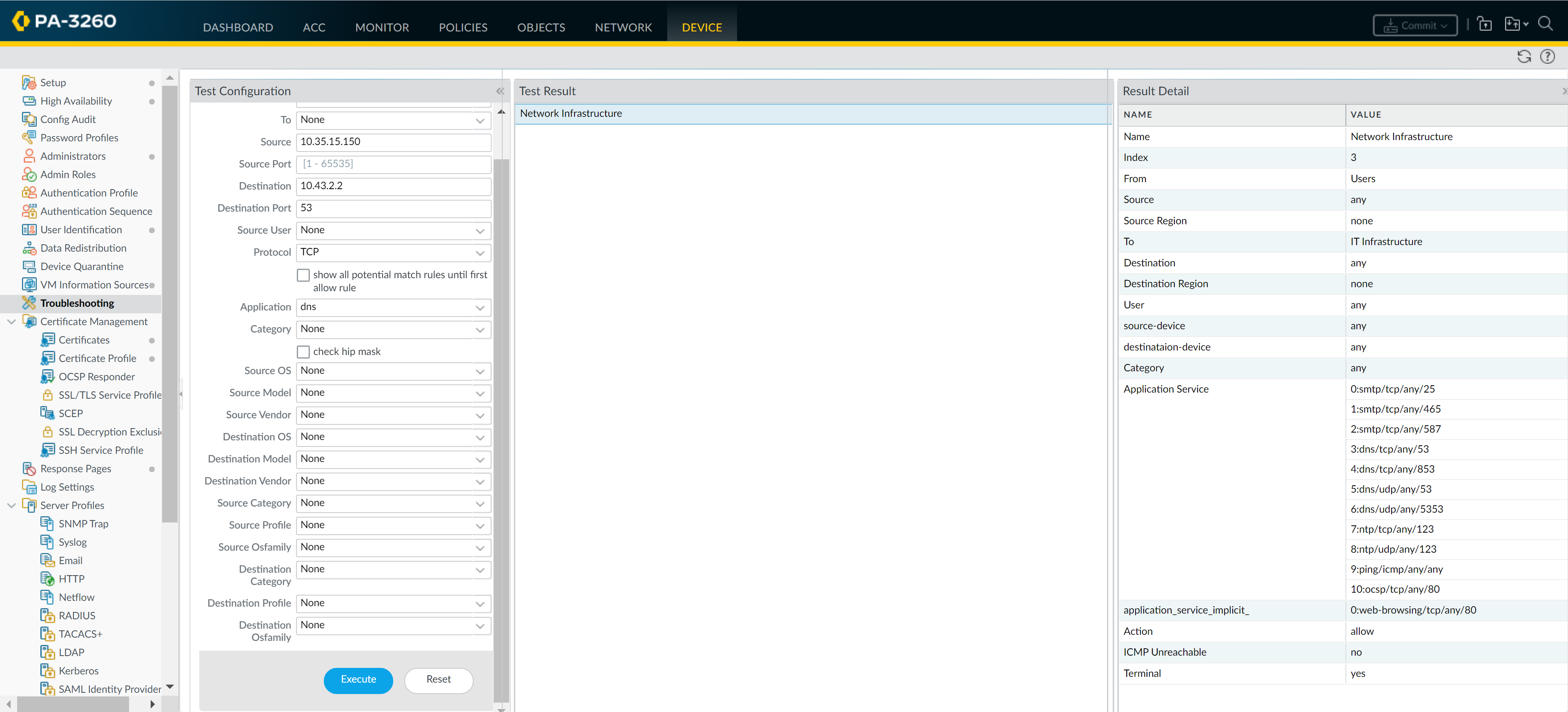 Configuración de reglas de firewall en Palo Alto Networks para infraestructura de red