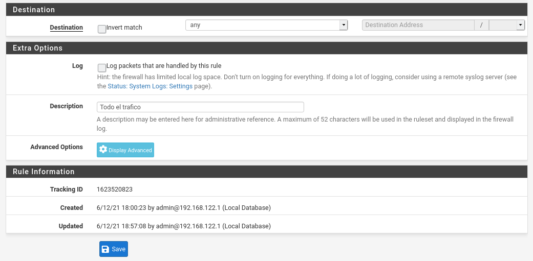 Configuración avanzada de reglas en pfSense para gestión de tráfico firewall
