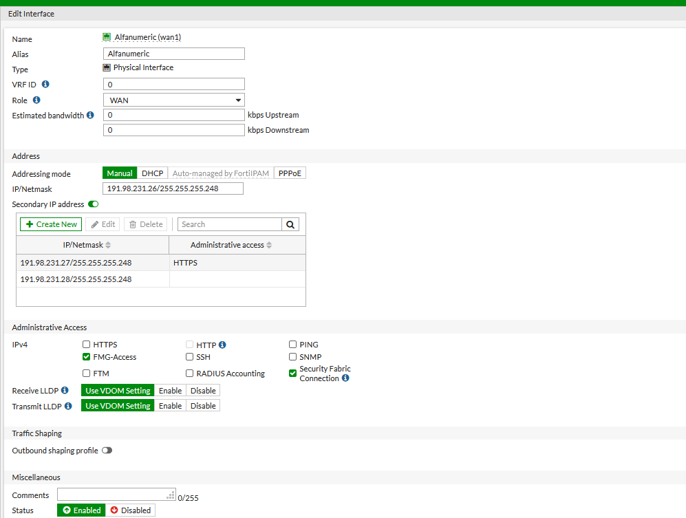 Configuración avanzada de interfaz WAN en Fortinet FortiGate paso a paso