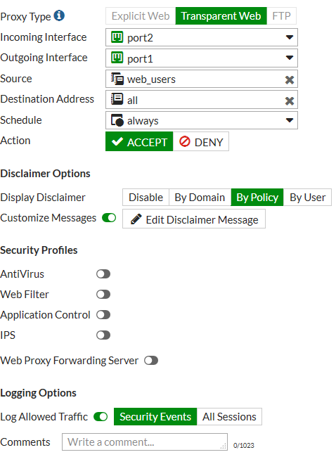 Configuración avanzada de Proxy Transparente en Fortinet para control web y seguridad