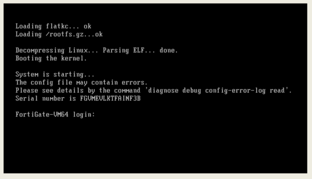 Cómo diagnosticar problemas de arranque en FortiGate VM64 con CLI